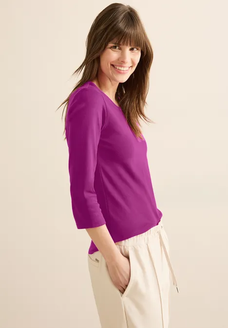 Basic Shirt mit Rundhals anemone pink
