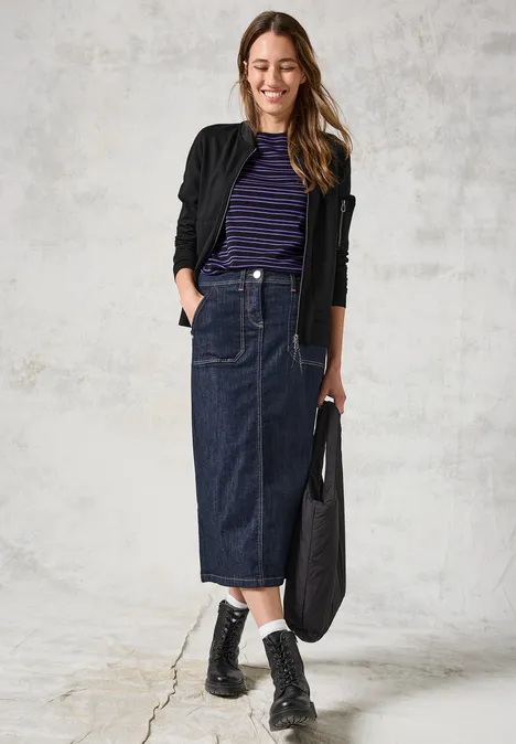 Gestreept overhemd deep charcoal grey