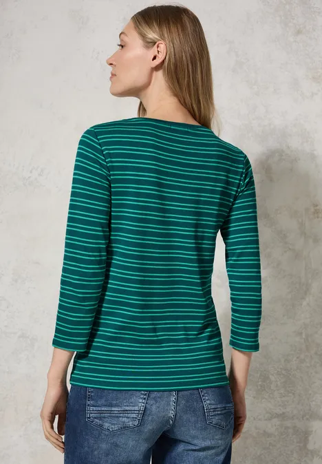 Gestreiftes Shirt petrol green