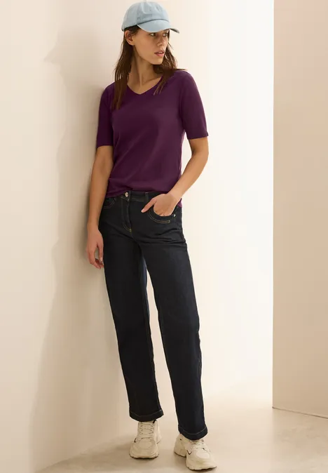 V-Neck T-Shirt deep berry