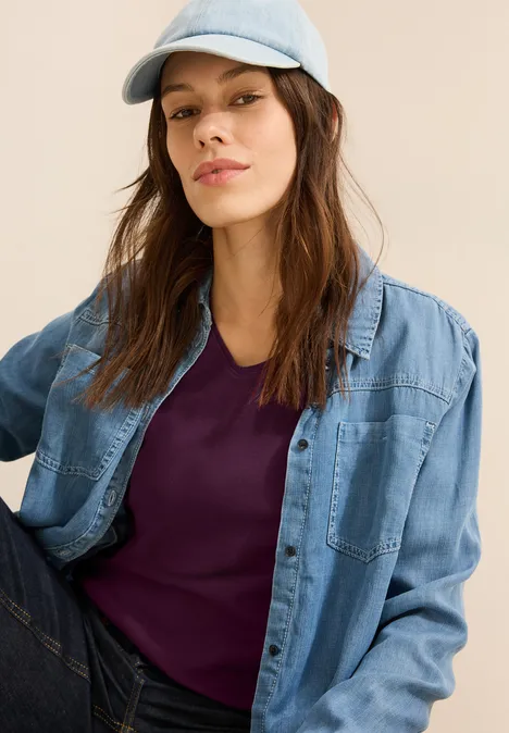 V-Neck T-Shirt deep berry
