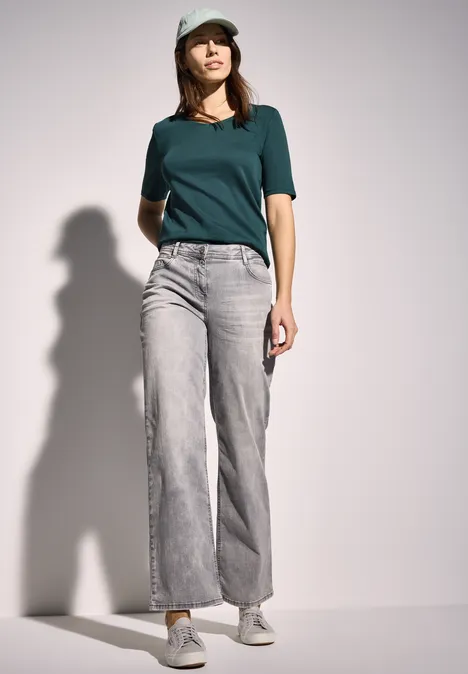 Basic T-shirt met V-hals green lagoon