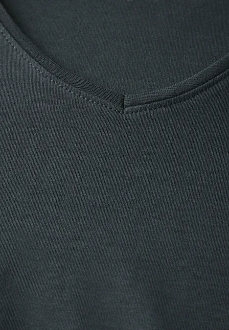 Basic T-shirt met V-hals slate khaki