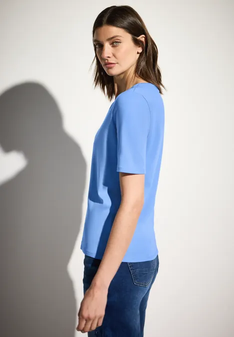 V-Neck T-Shirt aster blue