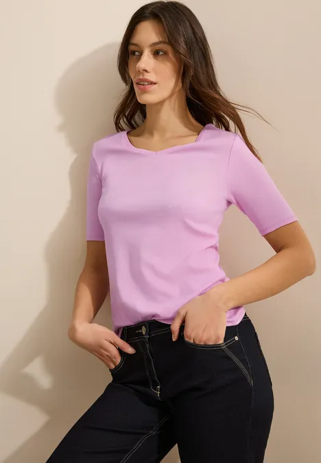 V-Neck T-Shirt cherry blossom pink