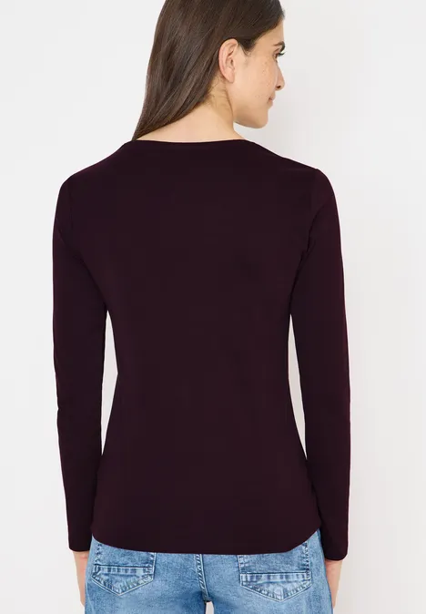 Basic Langarmshirt eggplant red