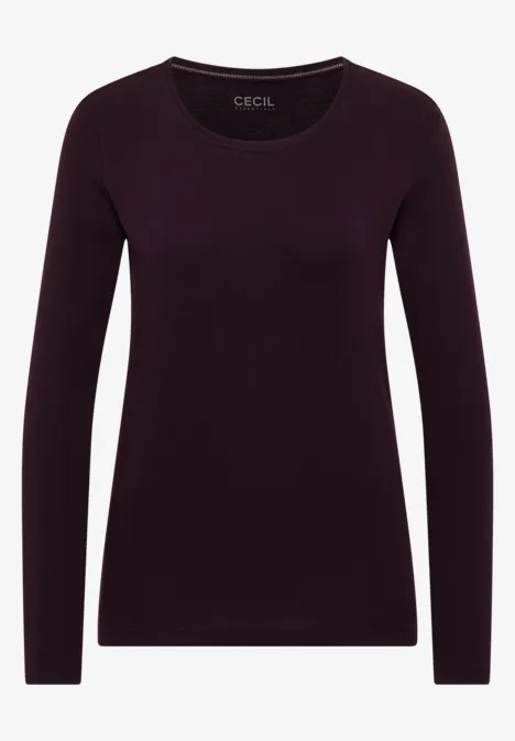 Basic Langarmshirt eggplant red