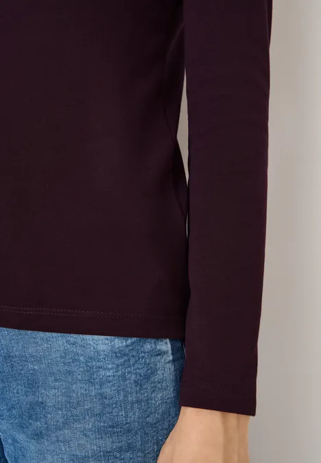 Basic Langarmshirt eggplant red