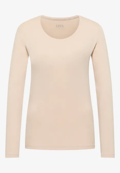 T-shirt basique à manches longues pearl beige