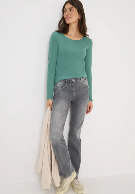 Basic Langarmshirt jewel green