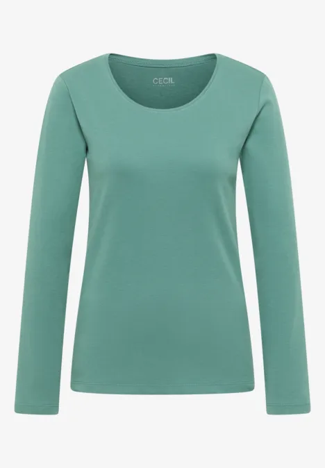 Basic Langarmshirt jewel green