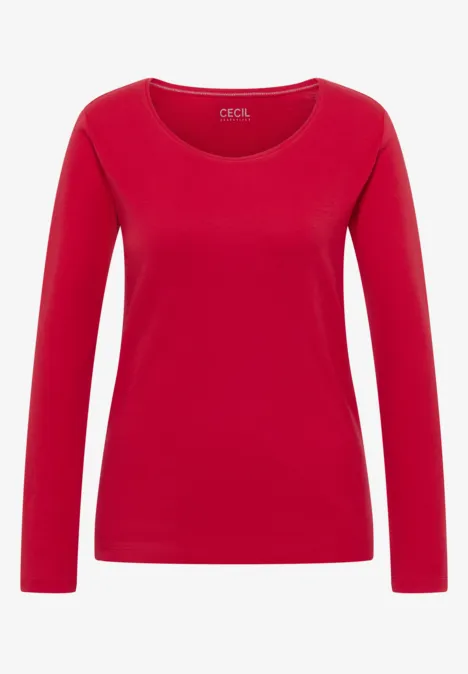 Basic Langarmshirt fiery red