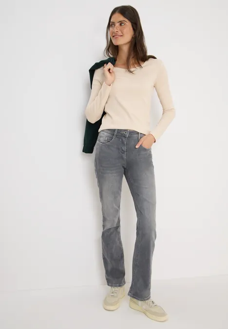 Basic shirt met lange mouwen oat milk beige
