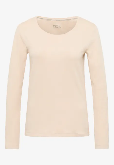 Basic shirt met lange mouwen oat milk beige
