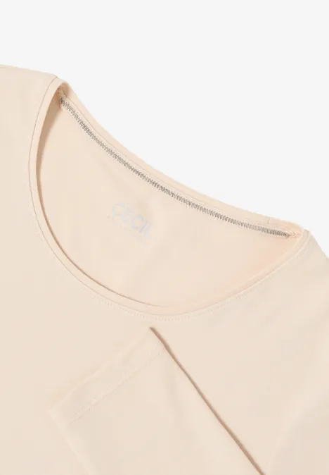 Basic Langarmshirt oat milk beige