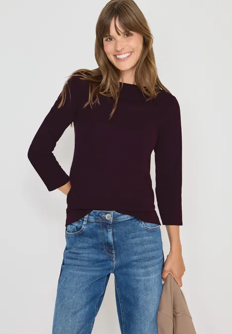 Basic onderzeeër shirt eggplant red