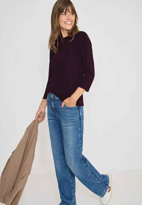 Basic onderzeeër shirt eggplant red