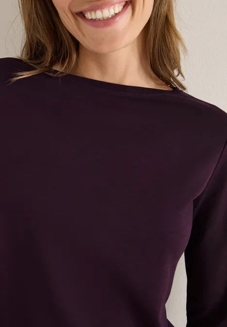 Basic onderzeeër shirt eggplant red