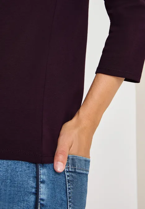 Basic onderzeeër shirt eggplant red