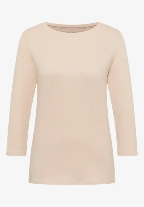 Basic Shirt in Unifarbe pearl beige