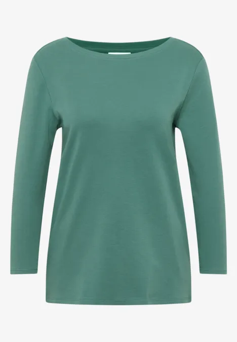 Basic Shirt in Unifarbe jewel green