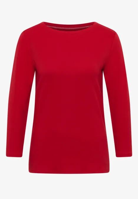 Basic Shirt in Unifarbe fiery red