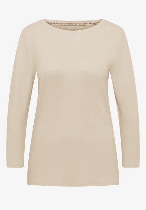 Basic shirt in effen kleur oat milk beige