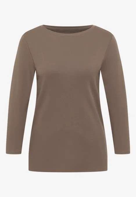Basic Shirt in Unifarbe cocoa taupe