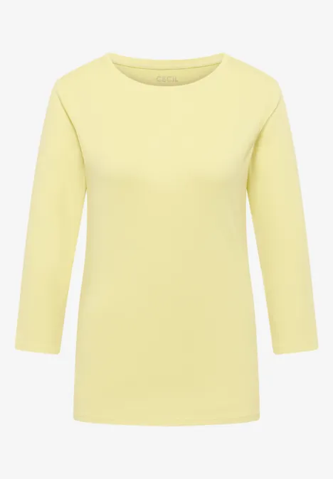 Basic shirt in effen kleur iced yellow Basic shirt in effen kleur iced yellow
