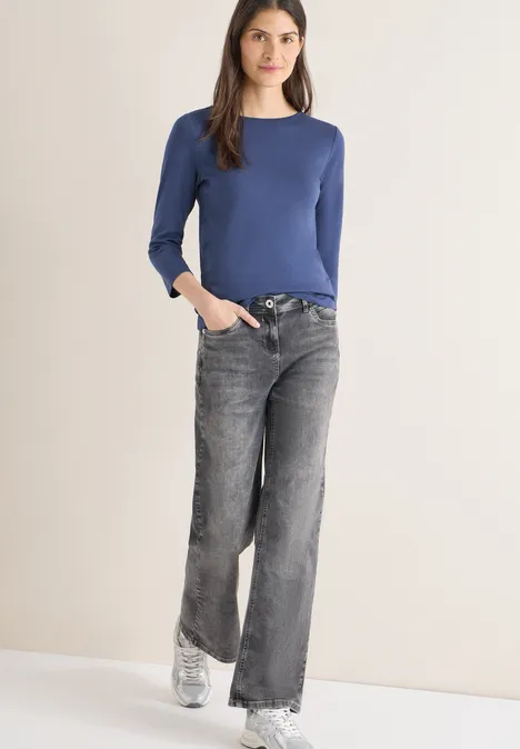 Basic Shirt in Unifarbe sporty denim blue Basic Shirt in Unifarbe sporty denim blue