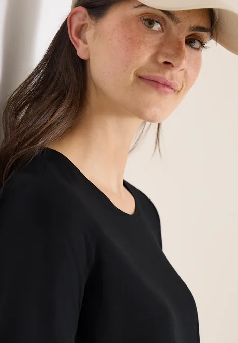 Basic Shirt met ronde hals Black