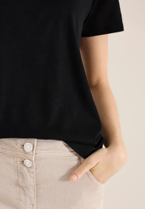 Basic Shirt met ronde hals Black