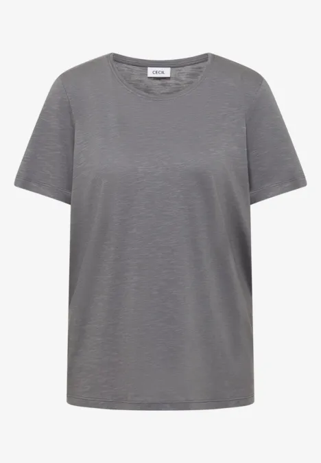 Basic Shirt met ronde hals graphite light grey Effen grijs T-shirt met ronde hals