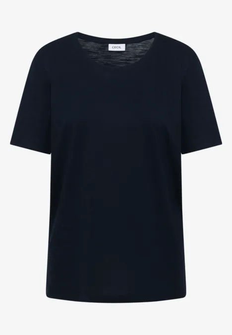 Basic T-Shirt mit Rundhals universal blue
