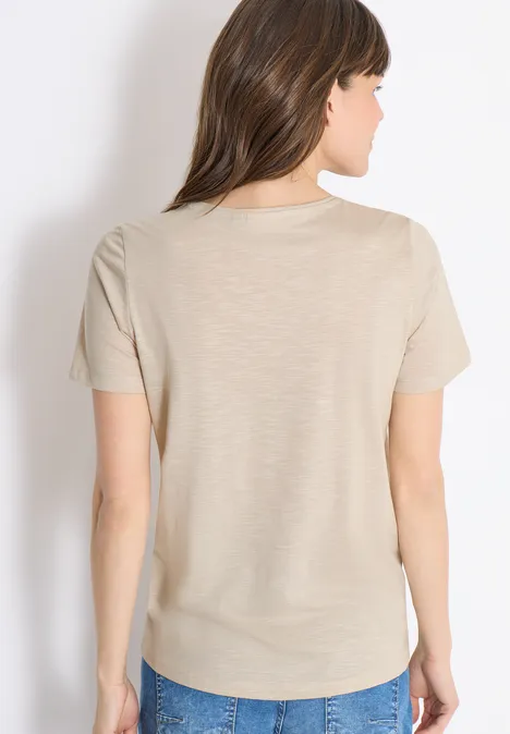 Basic T-Shirt mit Rundhals grain beige