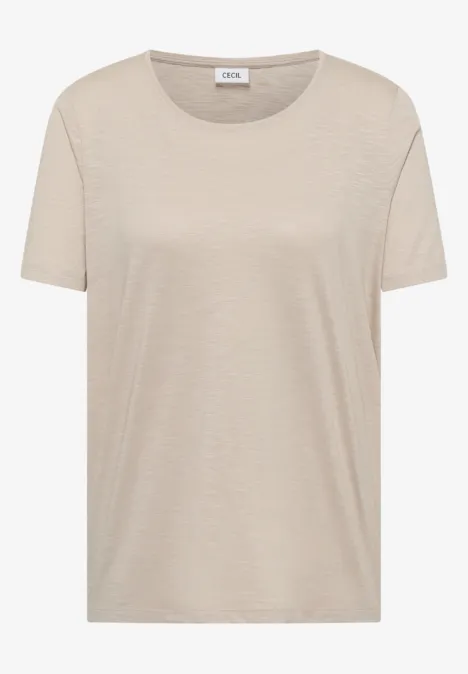 Basic T-Shirt mit Rundhals grain beige