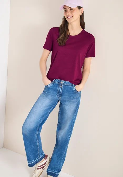 Basic Shirt met ronde hals magenta purple