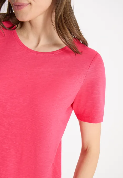 Basic T-Shirt mit Rundhals geranium red