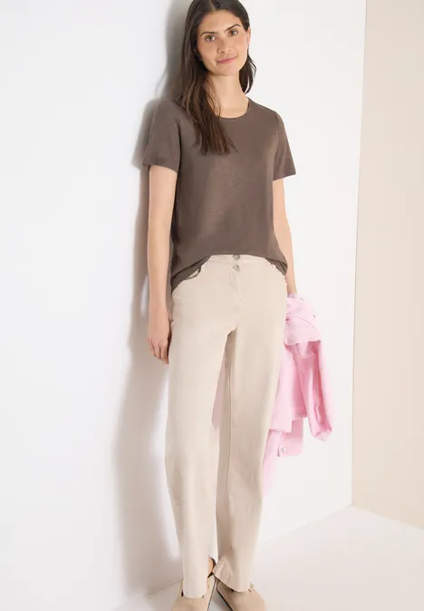 Basic Shirt met ronde hals urban taupe