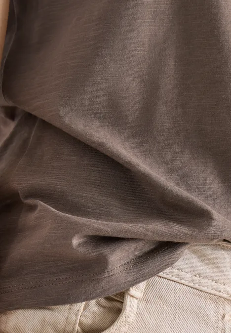 Basic Shirt met ronde hals urban taupe