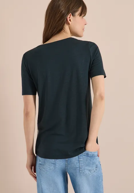 Basic T-Shirt mit Rundhals deep petrol blue