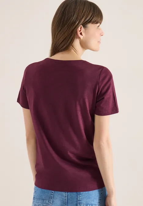 Basic T-Shirt mit Rundhals sweet grape red
