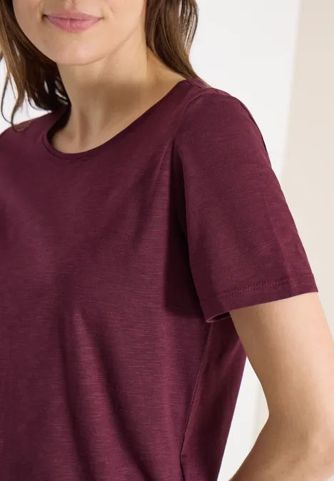 Basic T-Shirt mit Rundhals sweet grape red