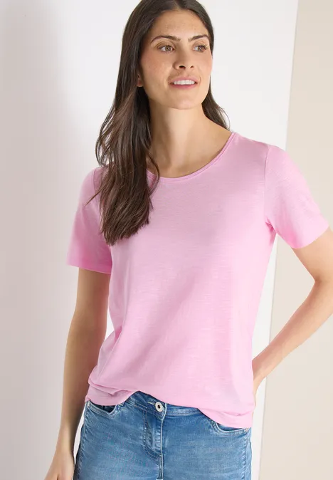 Basic Shirt met ronde hals light blush rose