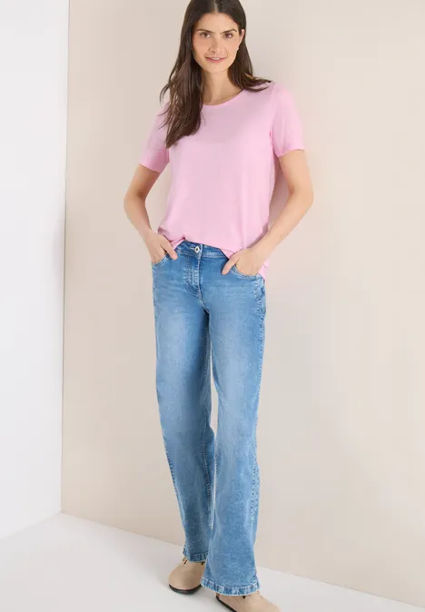 Basic Shirt met ronde hals light blush rose