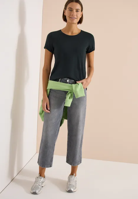 Basic T-Shirt mit Rundhals palm breeze green