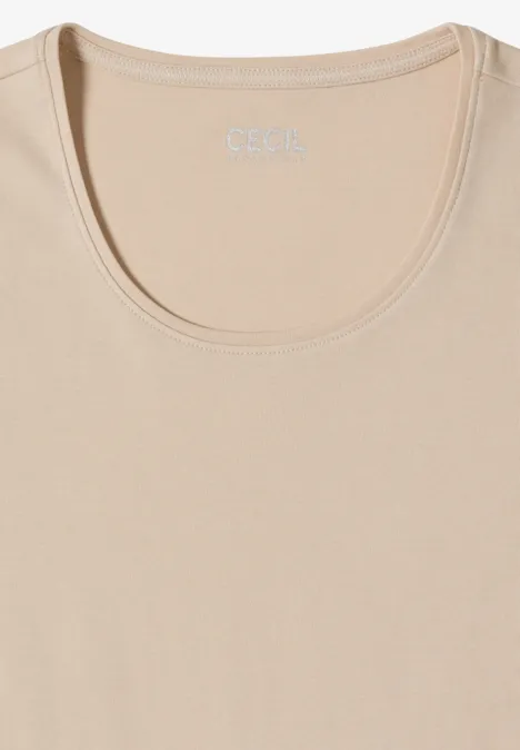Basic Langarm Shirt mit Rundhals pearl beige Schlichtes ärmelloses Top in beigem Farbton mit rundem Ausschnitt.