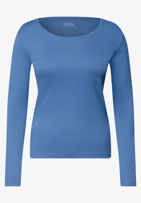 Basic longsleeve met ronde hals north blue Schlichtes, langärmeliges, blaues Damen-Shirt mit Rundhalsausschnitt.