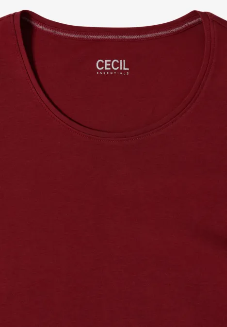 Ärmelloses rotes Top mit Rundhalsausschnitt und kleinem ‚CECIL‘-Logo im Nacken.