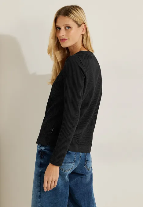 Shirt met lange mouwen en structuur Black